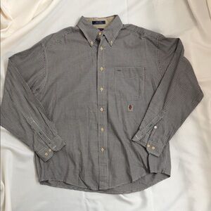 Vintage 90’s Tommy Hilfiger Navy and Cream Checkered Shirt Men’s Size Large